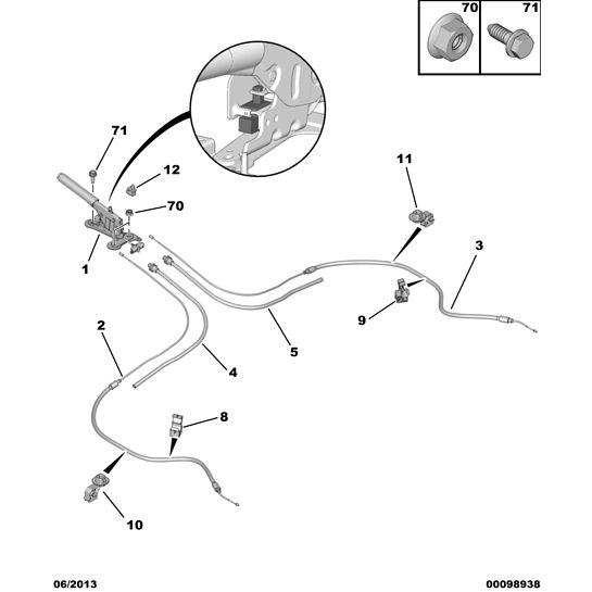 Citroen C4 Catcus 2014-2018 Petrol Secondary Brake Cable