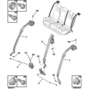 Citroen DS5 2011-2021 Petrol Rr Seatbelt Retractor Stalk