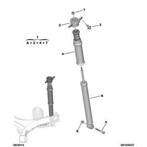 Citroen C4 2010-2013 Petrol Rear Suspension Damper