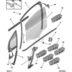 Citroen C3 2009-2013 Petrol Mirror + Electric Window Button Pad