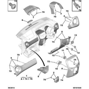 Citroen C1 2012-2014 Petrol Dashboard Switch Bracket