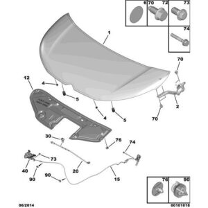 Citroen C1 2012-2014 Manual Bonnet Control