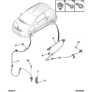 Citroen C1 2012-2014 Petrol Wheel Abs Sensor