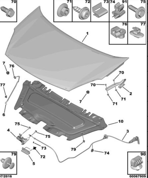 Citroen Berlingo 2012-2015 Diesel Bonnet Stay Clip