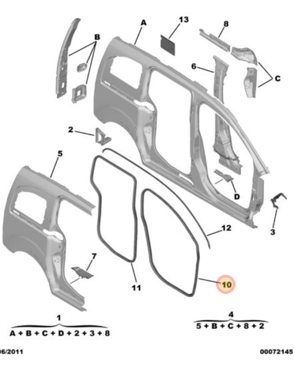 Citroen Berlingo 20122015 Front Door Aperture Seal Citroen Parts