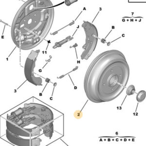 Citroen C3 2009- 2013 Rear Brake Drum and Hub 