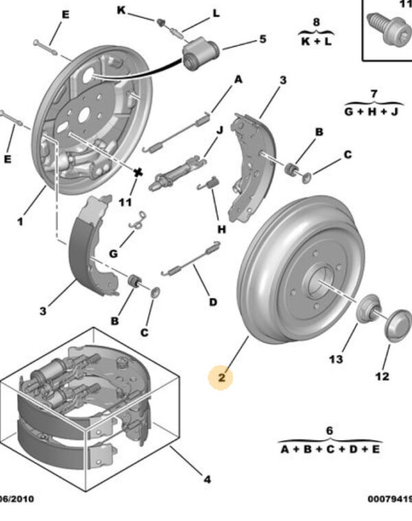 Citroen C3 2009- 2013 Rear Brake Drum and Hub 