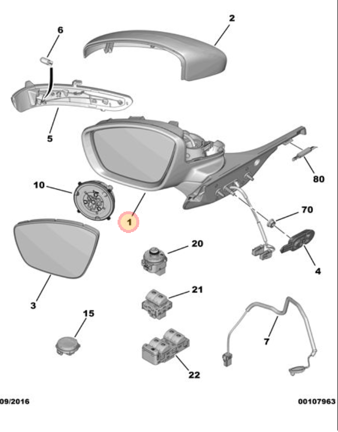 Citroen C3 20152022 Left Hand Mirror Genuine Citroen Parts