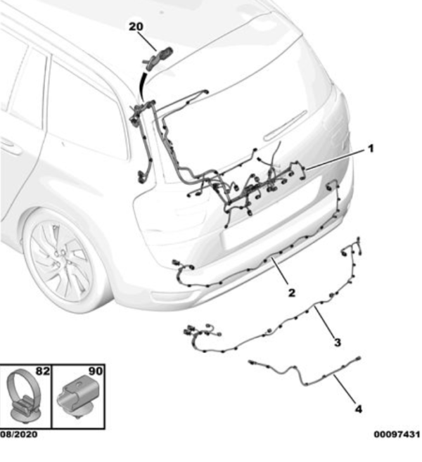 Citroen C4 Grand Picasso 2010-2017 Rear Parking Sensor Loom 