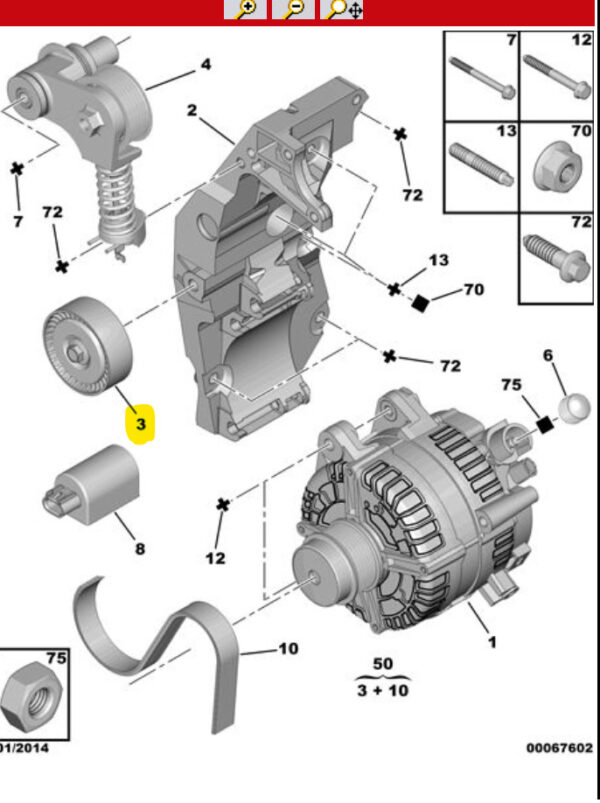 Citroen C5 Alternator Idler Pulley 