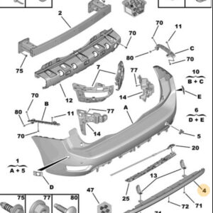 Citroen C4 2010-2017 Rear Lower Bumper Trim 