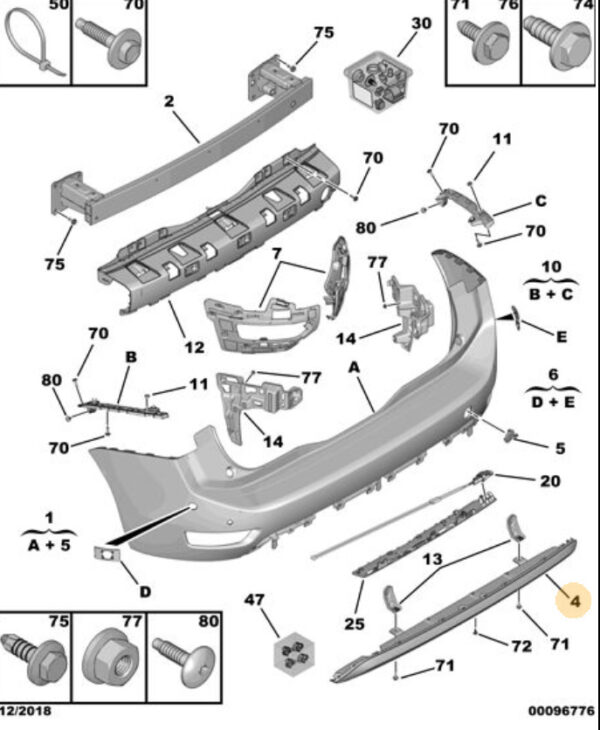 Citroen C4 2010-2017 Rear Lower Bumper Trim 