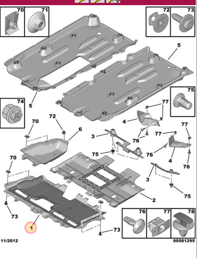 Citroen Ds3 2012 Engine Under Tray and Fixings Genuine Citroen Parts