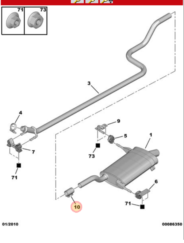 Citroen C4 Picasso Rear Exhaust Box Clamp