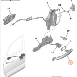 Citroen C3 Picasso Left hand Front Outer Door Handle 