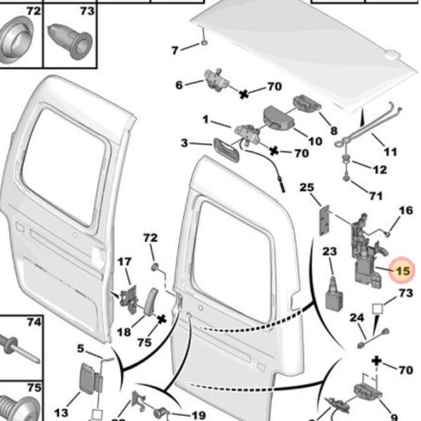 Citroen Dispatch 20162020 Left Hand Rear Door Top Catch With Cable