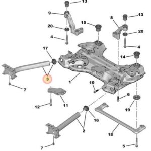 Citroen C4 2014 Front Subframe Extension Right Hand