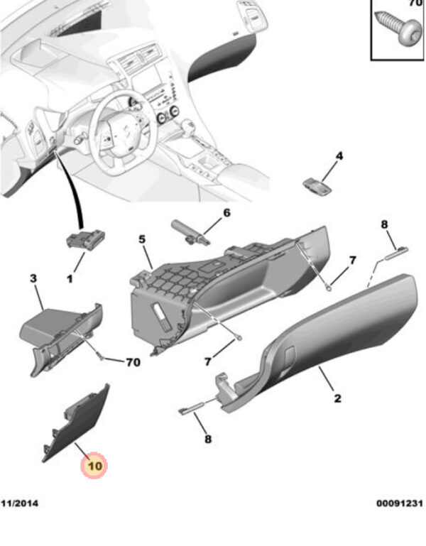 Citroen DS5 Interior Fuse Box Cover 