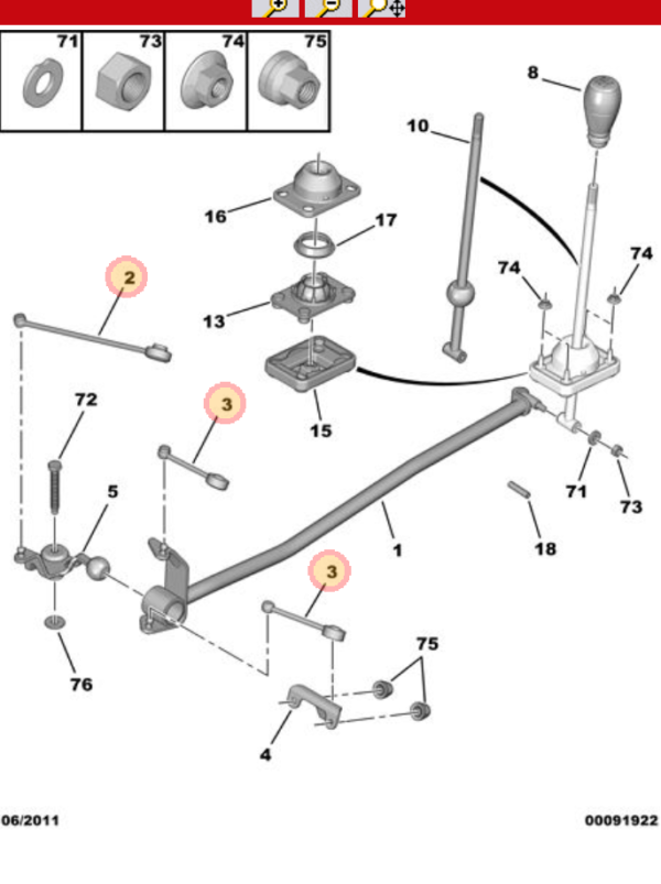 Citroen Berlingo long Gear Link Rod