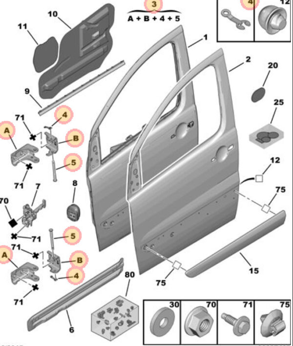 Citroen Dispatch 2008-2011 R/H Lower Door Hinge