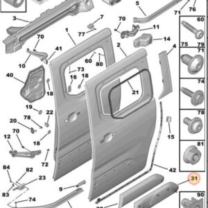 Citroen Berlingo 2018-2022 Left Side Rear Door Moulding