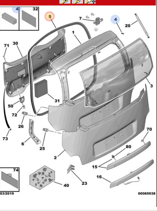 Citroen C3 Tailgate Rubber Seal 