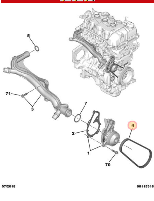 Citroen C4 Cactus Water pump Belt 