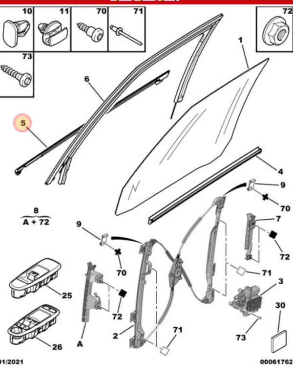 Citroen C4 Picasso left hand outer window molding