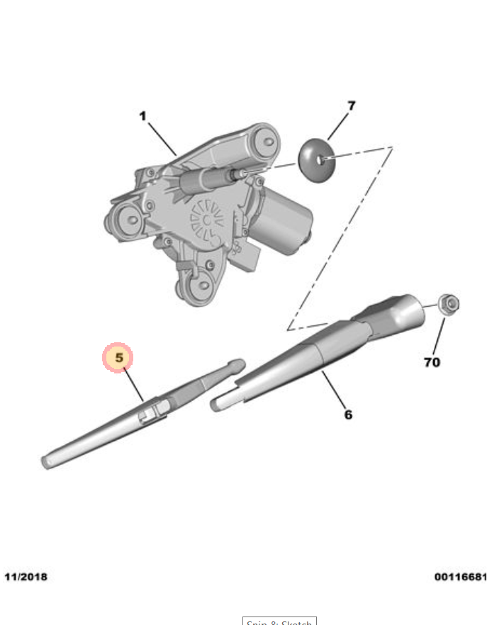 Citroen C Aircross Rear Wiper Blade Genuine Citroen Parts